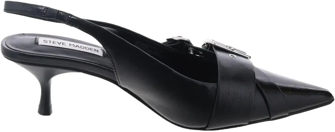 Steve Madden Womens Lezley Solid Faux Leather Slingback Heels