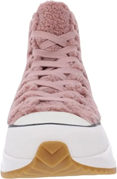 Steve Madden Womens Shaft Faux Fur Fashion Sneakers Pink 9 Medium (B,M)