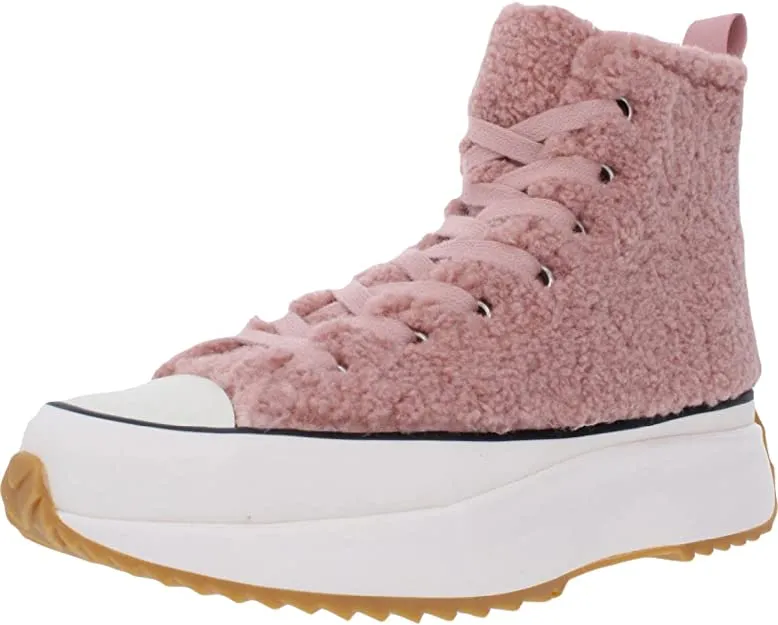 Steve Madden Womens Shaft Faux Fur Fashion Sneakers Pink 9 Medium (B,M)