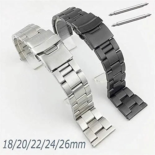 strap replacement band 24mm 26mm straps double lock buckle steel strap metal