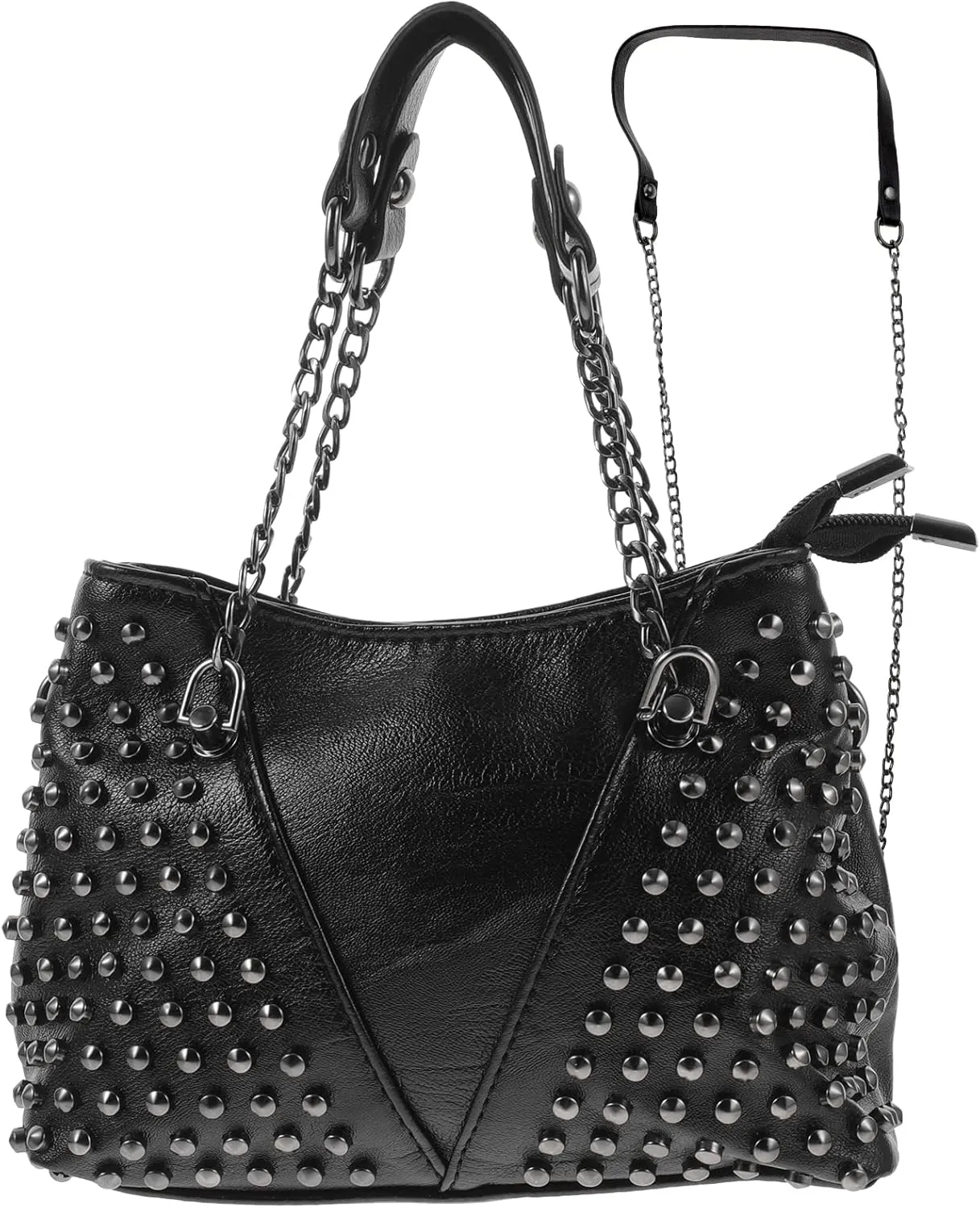Studded Shoulder Bag for Women Leather Punk Rivet Crossbody Bag Handbag with Chain Wallet Purse for Girls