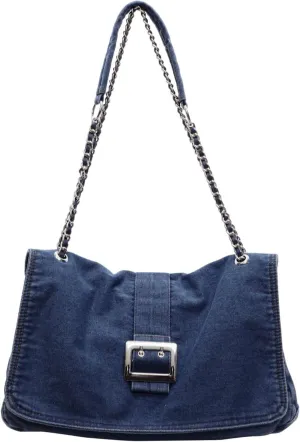 Stylish Denim Tote Bag for Women, Jean Purse Designer Handbag with Adjustable Strap