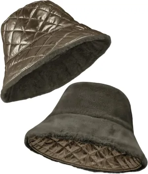 Sukeen Winter Bucket Hat for Women Faux Fur Warm Hat Trendy Reversible Hats Windproof Fluffy Fisherman Cap for Outdoor
