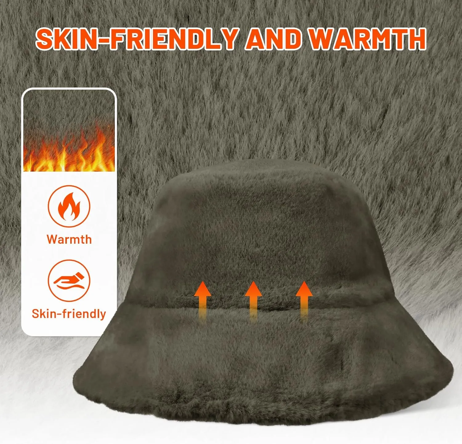 Sukeen Winter Bucket Hat for Women Faux Fur Warm Hat Trendy Reversible Hats Windproof Fluffy Fisherman Cap for Outdoor