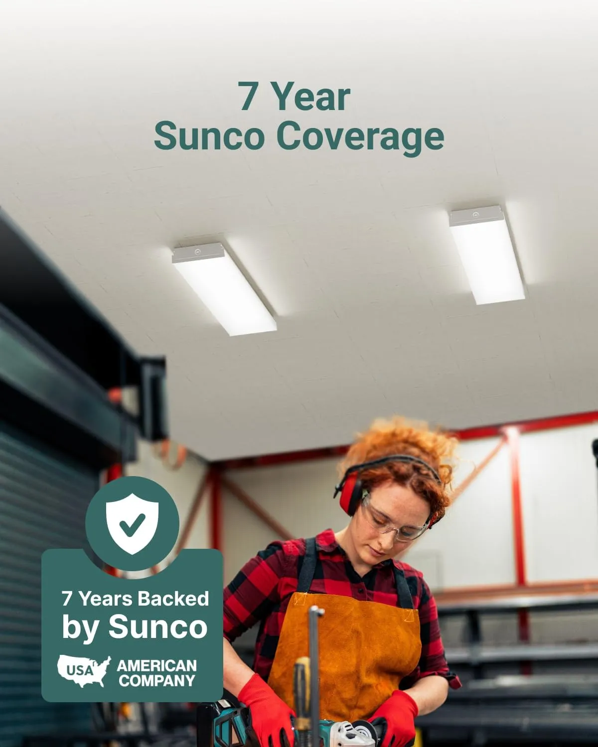 Sunco Garage Lighting, LED Shop Lights for Workshop 4ft, 8 Inch Width Warehouse Industrial Prisma Wraparound, 7200 LM, 60W, Selectable CCT 4000K/5000K/6000K, 120V-277V, Non-Dimmable ETL 2 Pack