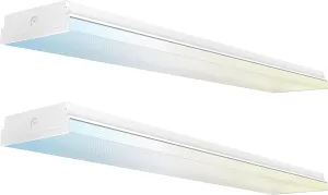 Sunco Garage Lighting, LED Shop Lights for Workshop 4ft, 8 Inch Width Warehouse Industrial Prisma Wraparound, 7200 LM, 60W, Selectable CCT 4000K/5000K/6000K, 120V-277V, Non-Dimmable ETL 2 Pack