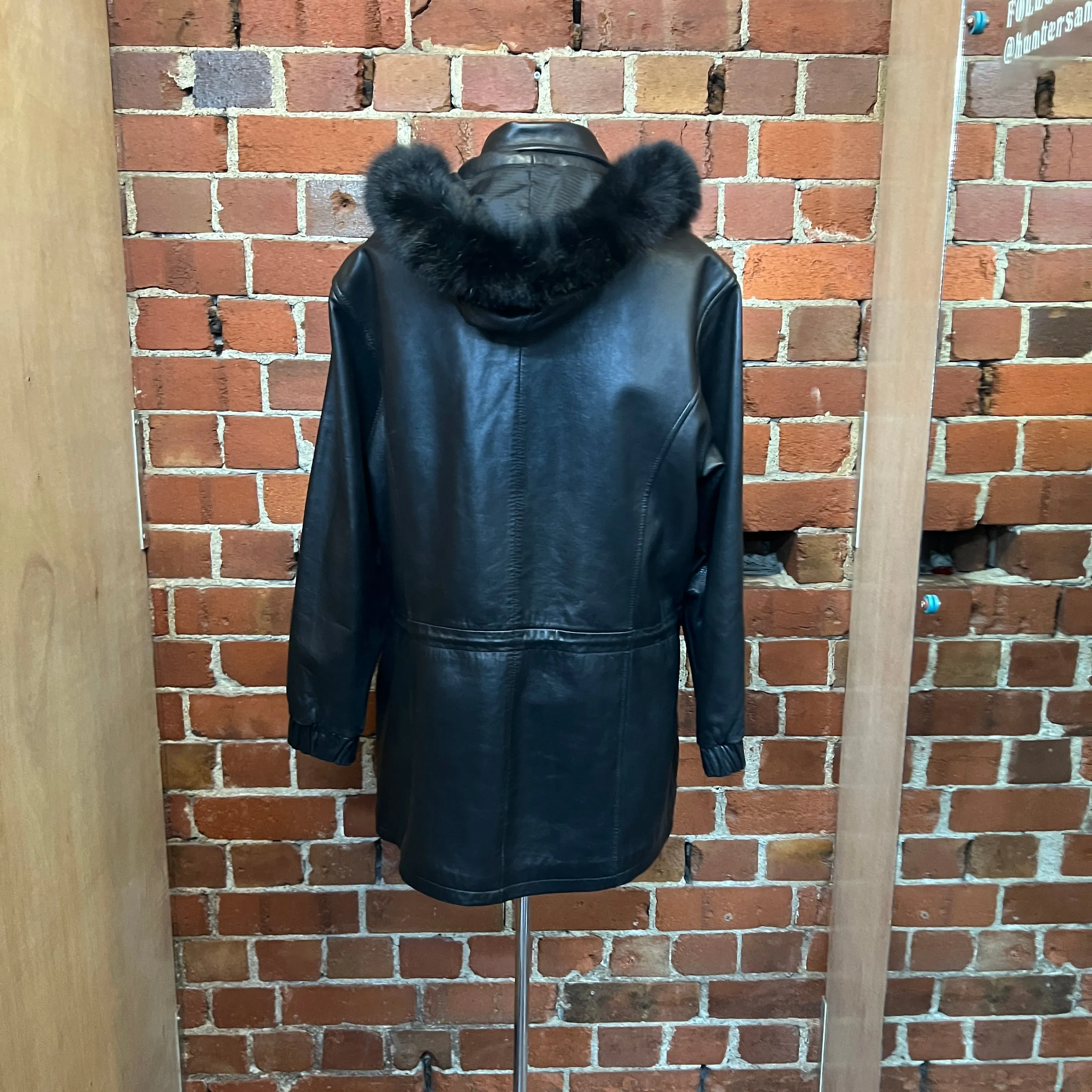 SUPERSOFT Leather coat with removable fur hood