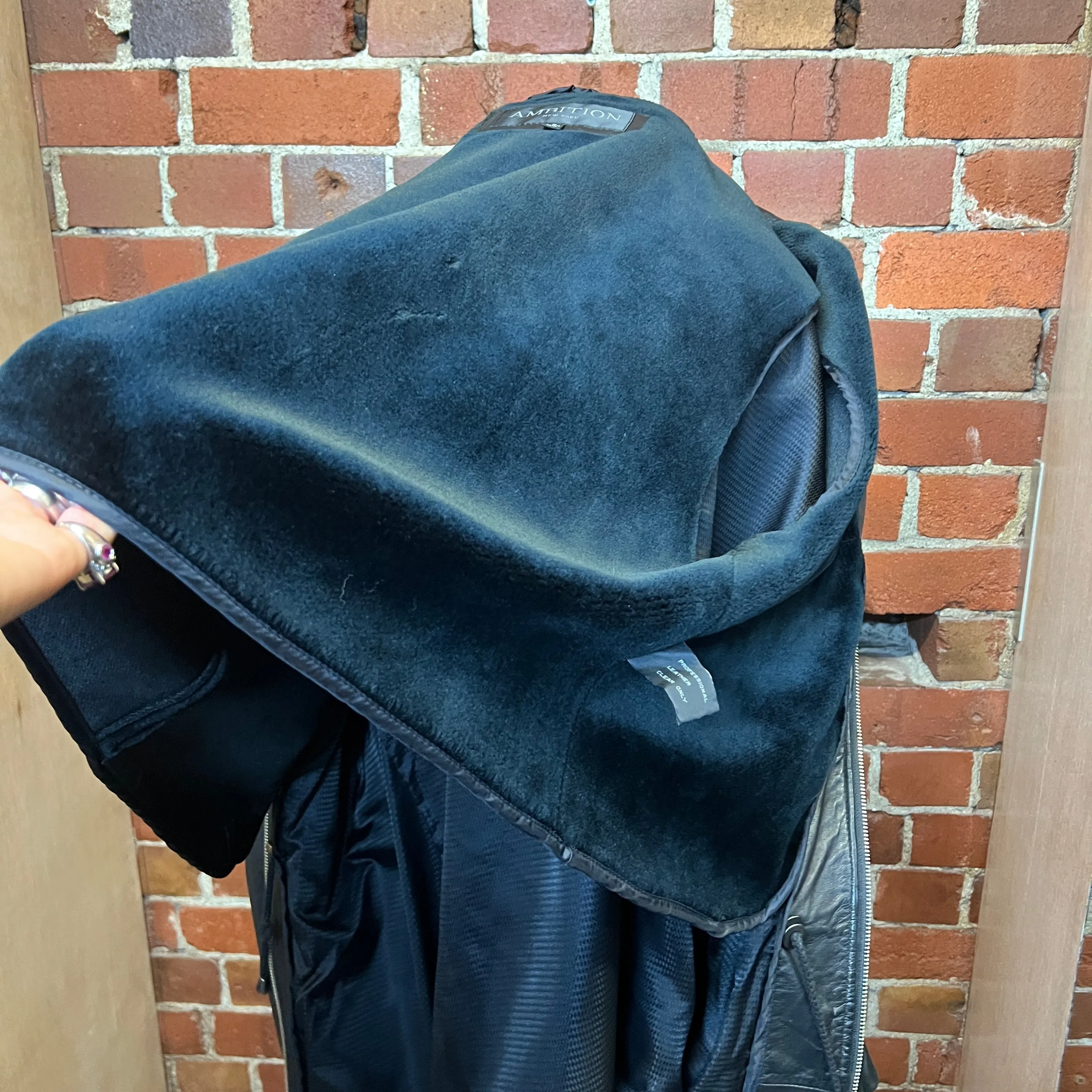 SUPERSOFT Leather coat with removable fur hood