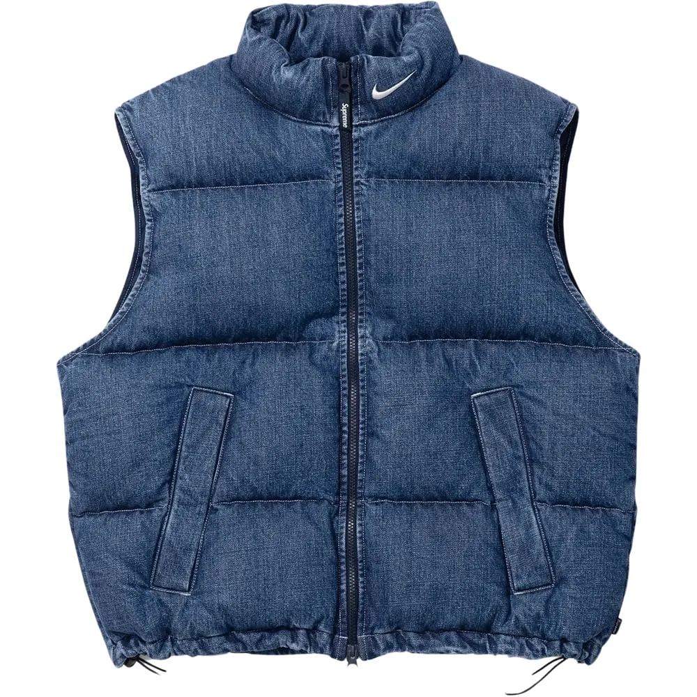 SUPREME x NIKE  Denim Puffer Vest Indigo