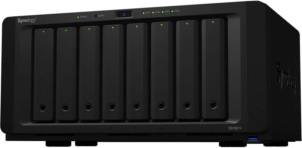 Synology DiskStation DS1821  NAS Server with Ryzen 2.2GHz CPU, 32GB Memory, 32TB SSD Storage, 2TB M.2 NVMe SSD, DSM Operating System