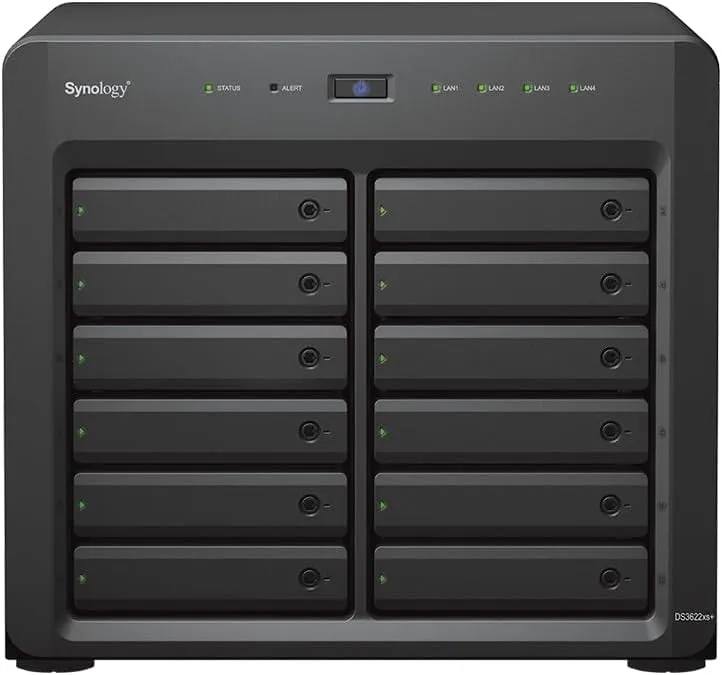 Synology DiskStation DS3622xs  NAS Server with Xeon 2.2GHz CPU, 48GB Memory, 96TB SSD Storage, 2 x 10GbE LAN Ports, DSM Operating System