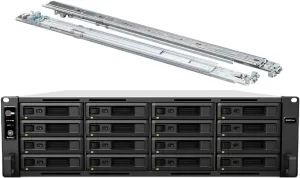 Synology RackStation RS4021xs  NAS Server with Xeon 2.1GHz CPU, 64GB Memory, 64TB SSD Storage, 2 x 10GbE LAN Ports, Redundant Power, DSM Operating System Bundle with Rail kit