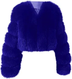 TANGNADE Fur Jackets for Women Formal Wedding Coat Long Sleeve Cropped Faux Fur Evening Jackets Plus Size Winter Warm