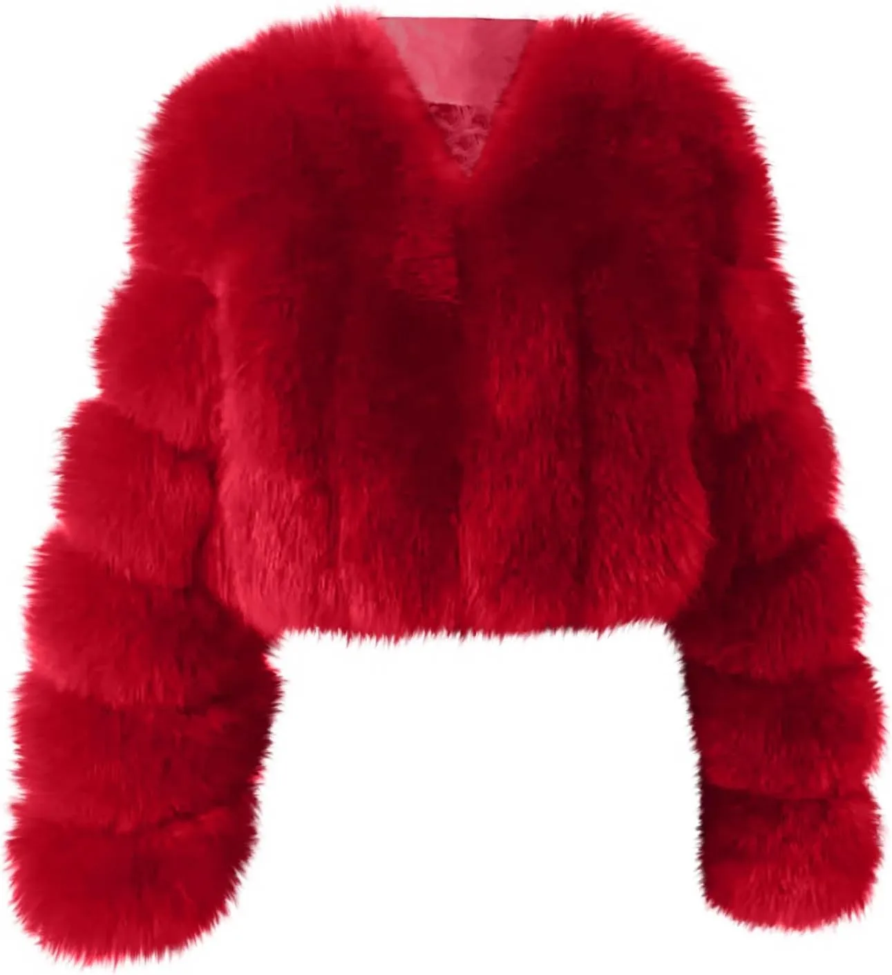 TANGNADE Fur Jackets for Women Formal Wedding Coat Long Sleeve Cropped Faux Fur Evening Jackets Plus Size Winter Warm