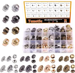 Tanstic 72 Sets 14mm and 18mm 4 Color Round Magnetic Snap Sets, Strong Magnetic Button Clasps Double-Sided Magnetic Leather Snaps for Clothes, Jackets, Jeans Wears, Bracelets, DIY Craft Sets
