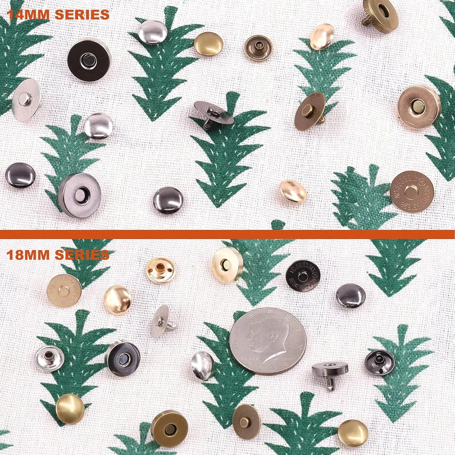 Tanstic 72 Sets 14mm and 18mm 4 Color Round Magnetic Snap Sets, Strong Magnetic Button Clasps Double-Sided Magnetic Leather Snaps for Clothes, Jackets, Jeans Wears, Bracelets, DIY Craft Sets