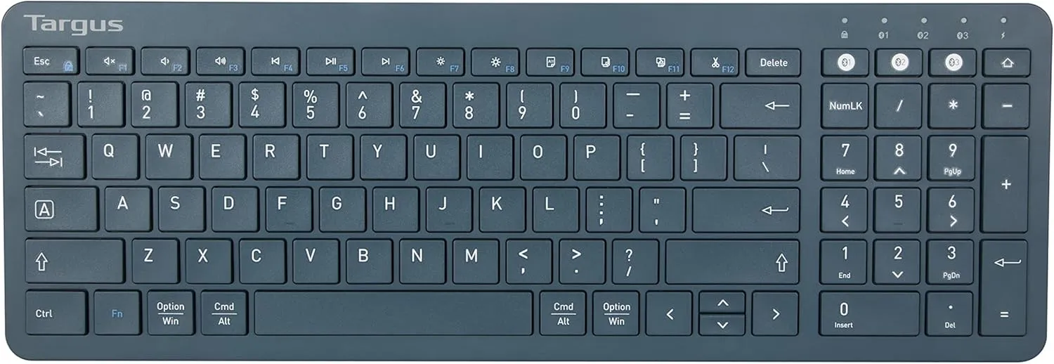Targus Midsize Multi-Device Bluetooth Wireless Keyboard, Blue - Compatible with Chrome OS, Windows, macOS, iOS, and Android (PKB86302US)