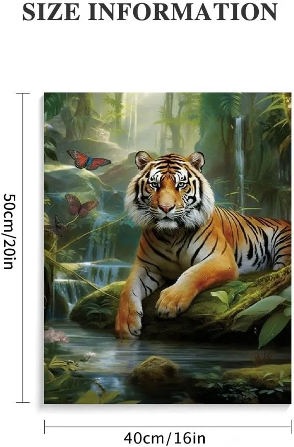 TEBORD Tiger Jungle Stream Rustic Canvas Wall Decor Art for Living Room Bedroom Home Office 16x20 in