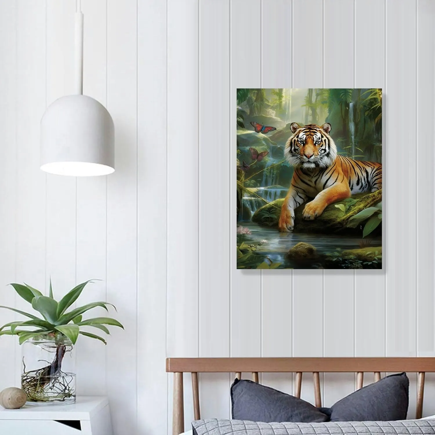 TEBORD Tiger Jungle Stream Rustic Canvas Wall Decor Art for Living Room Bedroom Home Office 16x20 in