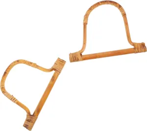 TEHAUX 2Pcs Rattan Bag Handle for Handbag Accessories Wear Resistant Replacement Bag Handle for Handbag Making Supplies Durable and Stylish Design