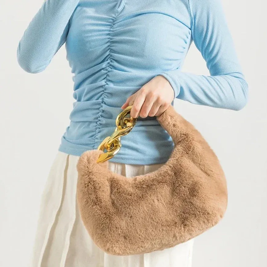 Telma Faux Fur Half Moon Mini Bag
