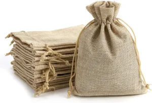 Tendwarm 50 Pcs 4x6 Inch Burlap Gift Bags with Drawstring Recyclable Linen Sacks Jewelry Bag for Wedding Party Favors DIY Craft