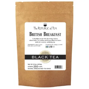 The Republic of Tea British Breakfast Tea Refill Bag, 250 Tea Bags, Gourmet Black Tea | Caffeinated