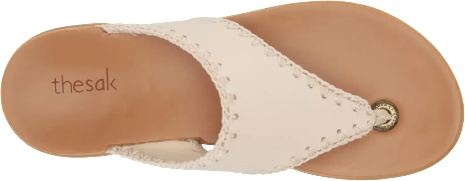 The Sak Women's Leather Shana Thong Crochet, Flip Flop Sandals, Summer Open Toe Shoes