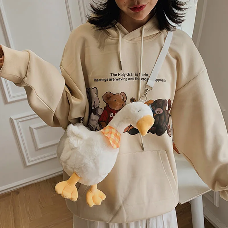 themeisles Cute Plush Duck Shoulder Bag