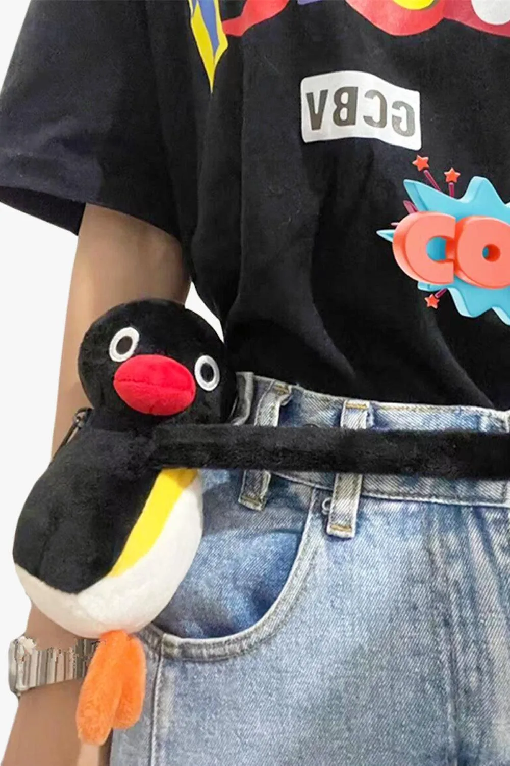themeisles Pingu Penguin Plush Toy Belt Bag