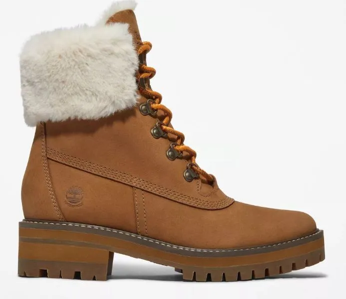 Timberland Medium Brown Nubuck Courmayeur Valley 6 inch Waterproof Faux Fur Boots TB0A2JXAX17
