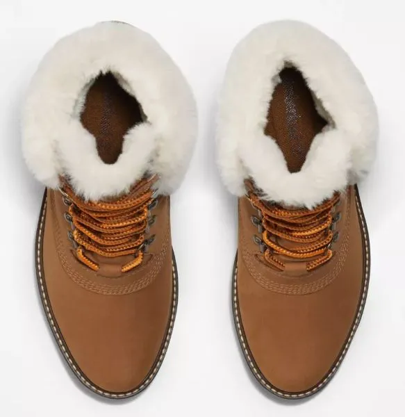Timberland Medium Brown Nubuck Courmayeur Valley 6 inch Waterproof Faux Fur Boots TB0A2JXAX17