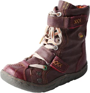 TMA EYES Double-Strape Washed PU Leather Women's Boot With Faux Fur Lining