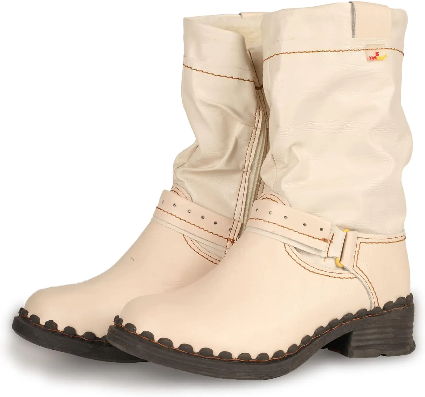 TMA EYES Women Fashion Leather Winter Boots with Faux Fur Lining side Zipper Buckle Shoes