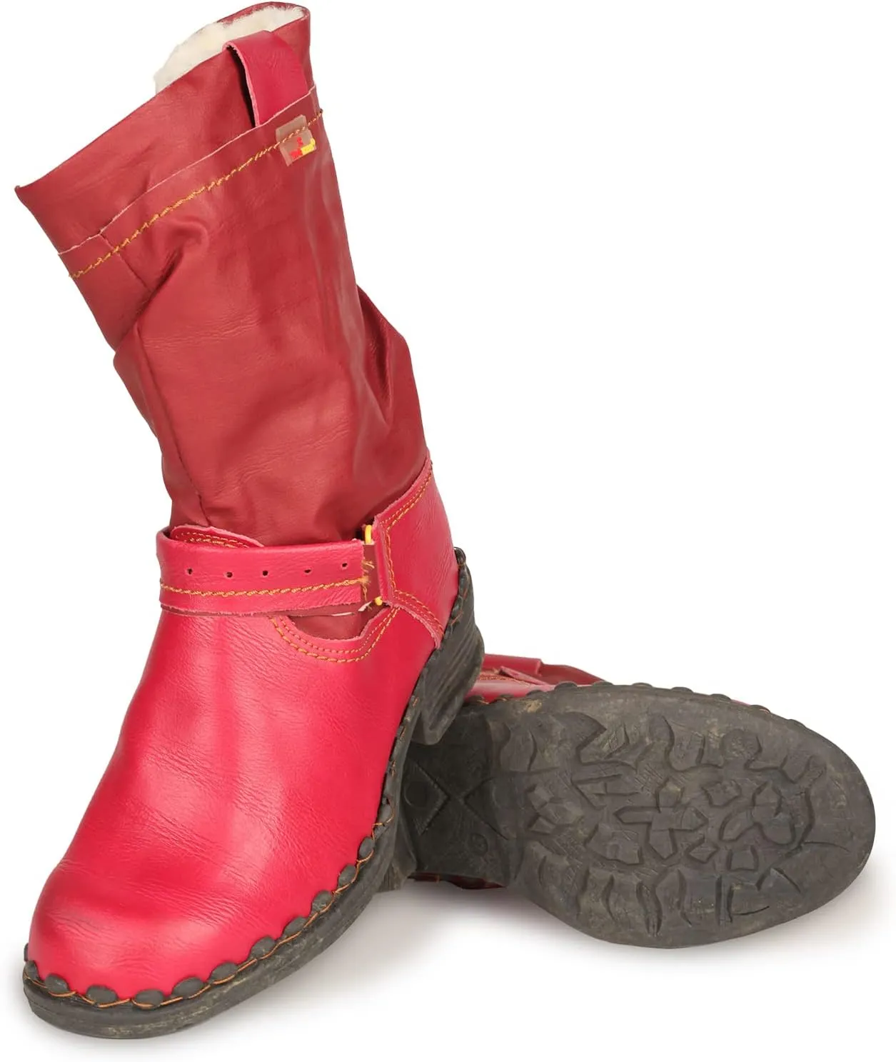 TMA EYES Women Fashion Leather Winter Boots with Faux Fur Lining side Zipper Buckle Shoes