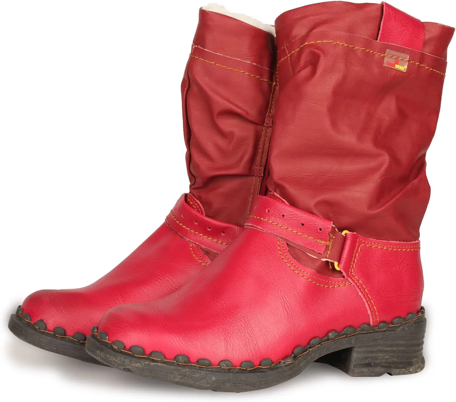 TMA EYES Women Fashion Leather Winter Boots with Faux Fur Lining side Zipper Buckle Shoes