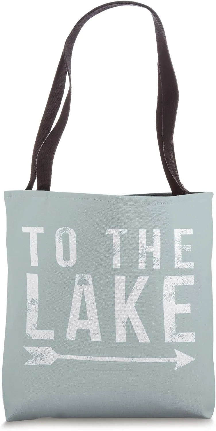 To The Lake - Rustic Quote - Vintage Dusty Jade Green Tote Bag