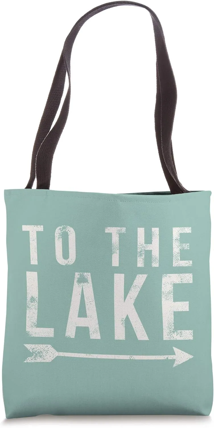 To The Lake - Rustic Quote - Vintage Light Jade Green Tote Bag
