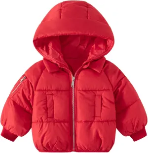 Toddler Baby Boys Girls Solid Lightweight Packable Puffer Jacket with Hood Kids Winter Coat Infant Padded Down Jacket