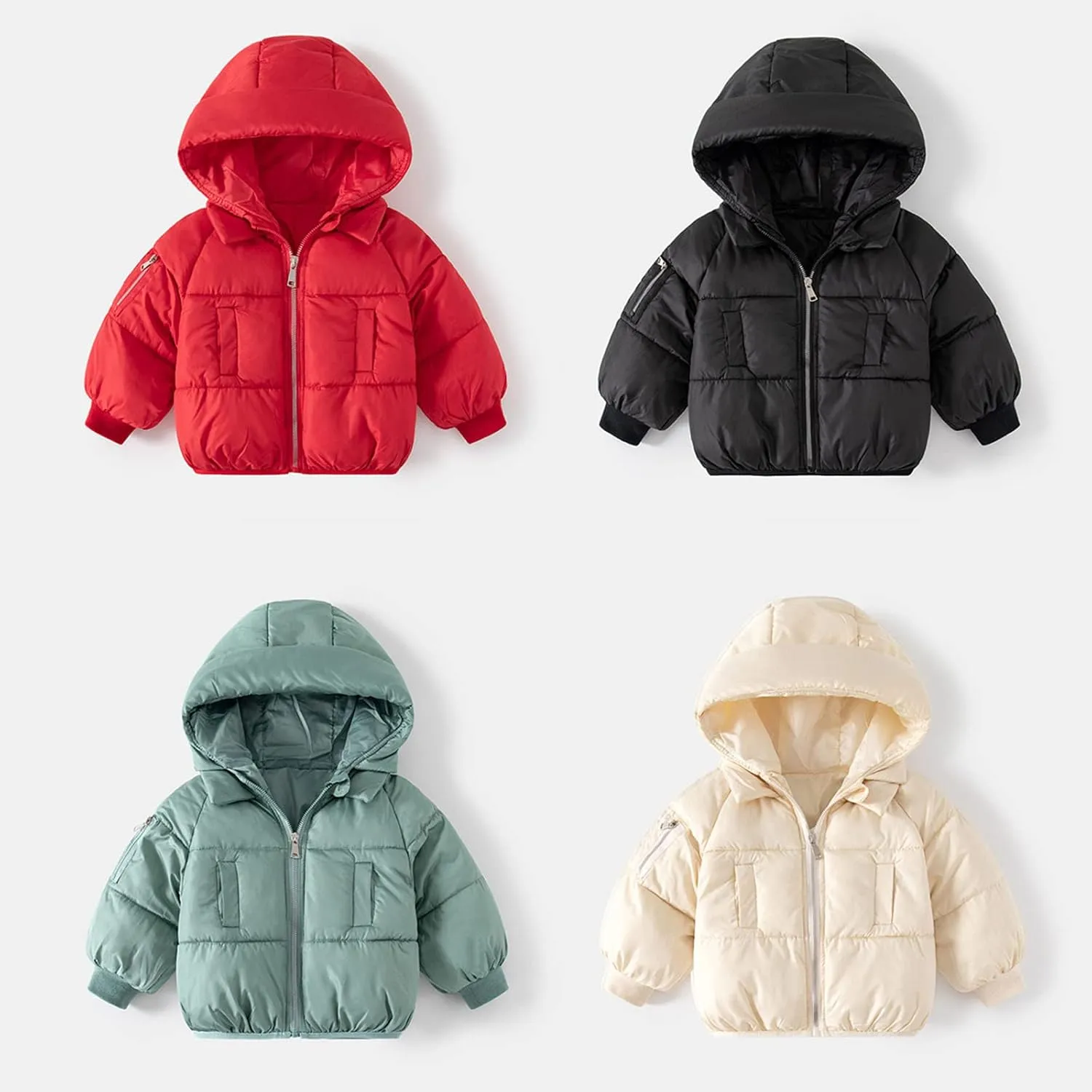 Toddler Baby Boys Girls Solid Lightweight Packable Puffer Jacket with Hood Kids Winter Coat Infant Padded Down Jacket