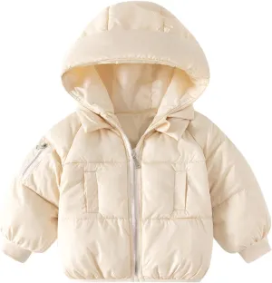 Toddler Baby Boys Girls Solid Long Sleeve Lightweight Puffer Jacket with Hood Kids Winter Coats Infant Down Jacket