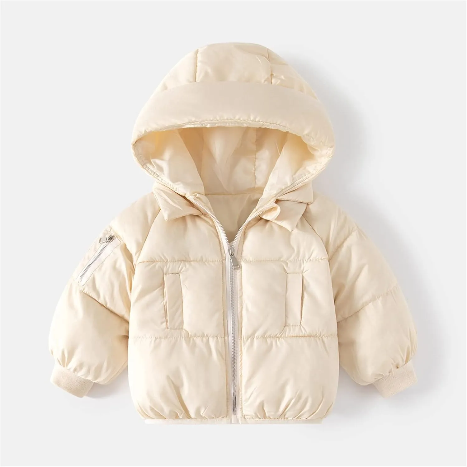 Toddler Baby Boys Girls Solid Long Sleeve Lightweight Puffer Jacket with Hood Kids Winter Coats Infant Down Jacket