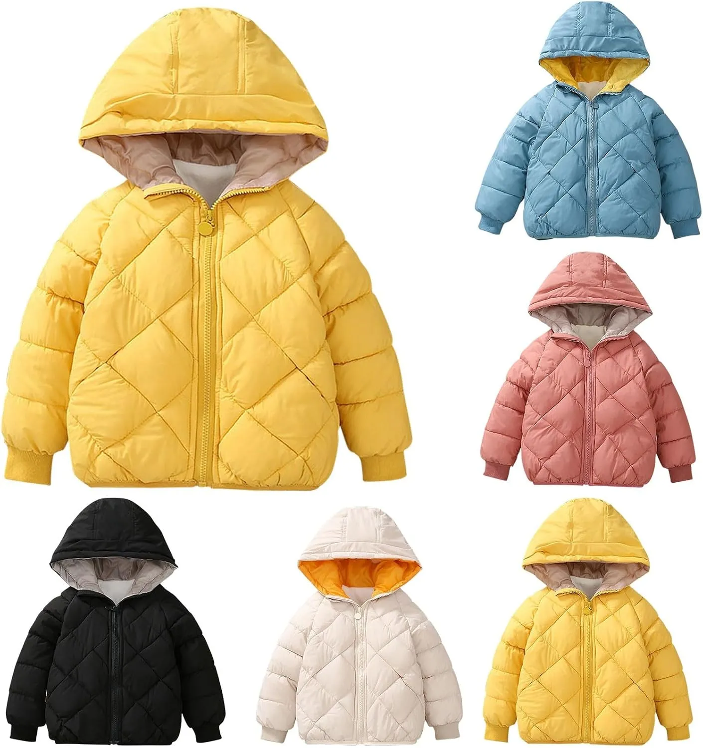 Toddler Boys Girls Winter Coat Fleece Lined Quilted Puffer Jacket with Hood Winter Coat Kids Lightweight Down Coat