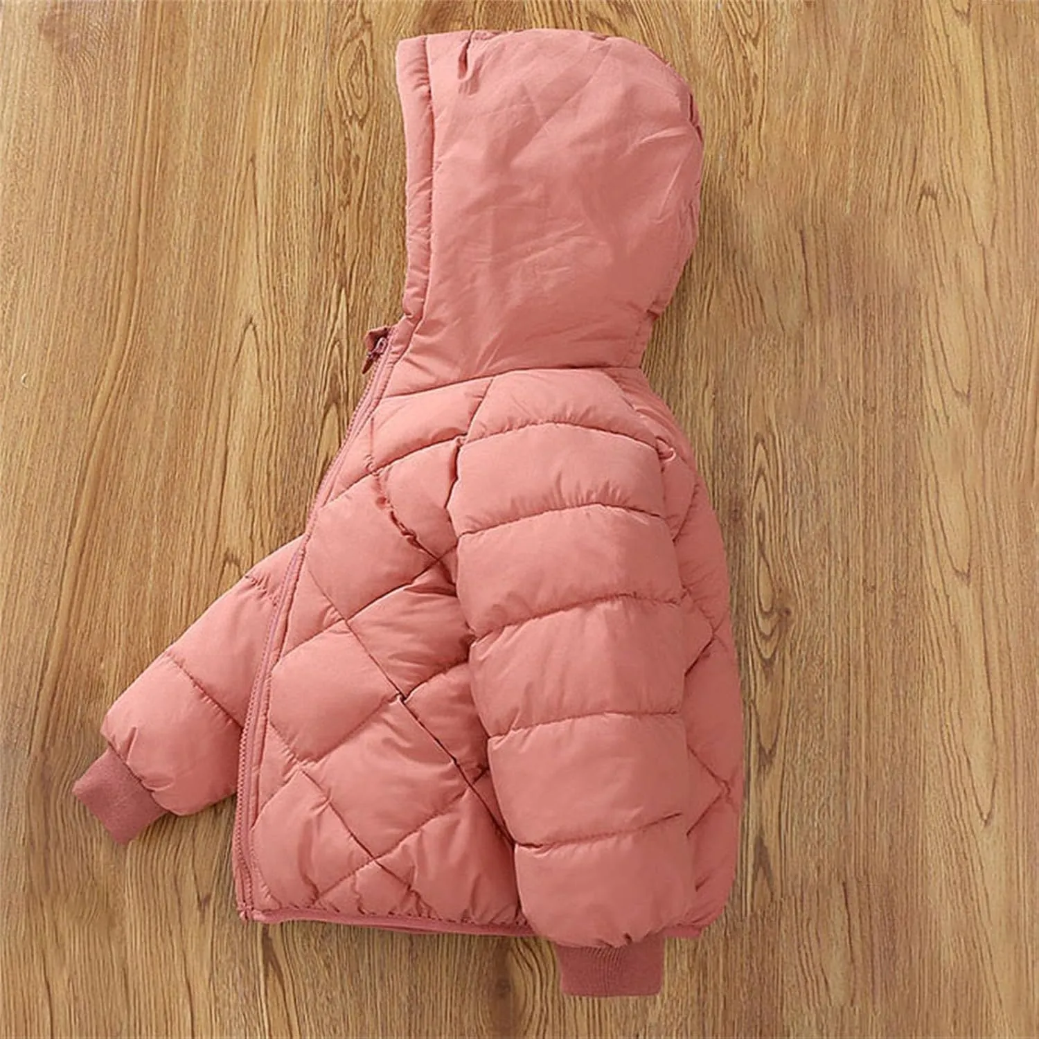 Toddler Boys Girls Winter Coat Fleece Lined Quilted Puffer Jacket with Hood Winter Coat Kids Lightweight Down Coat