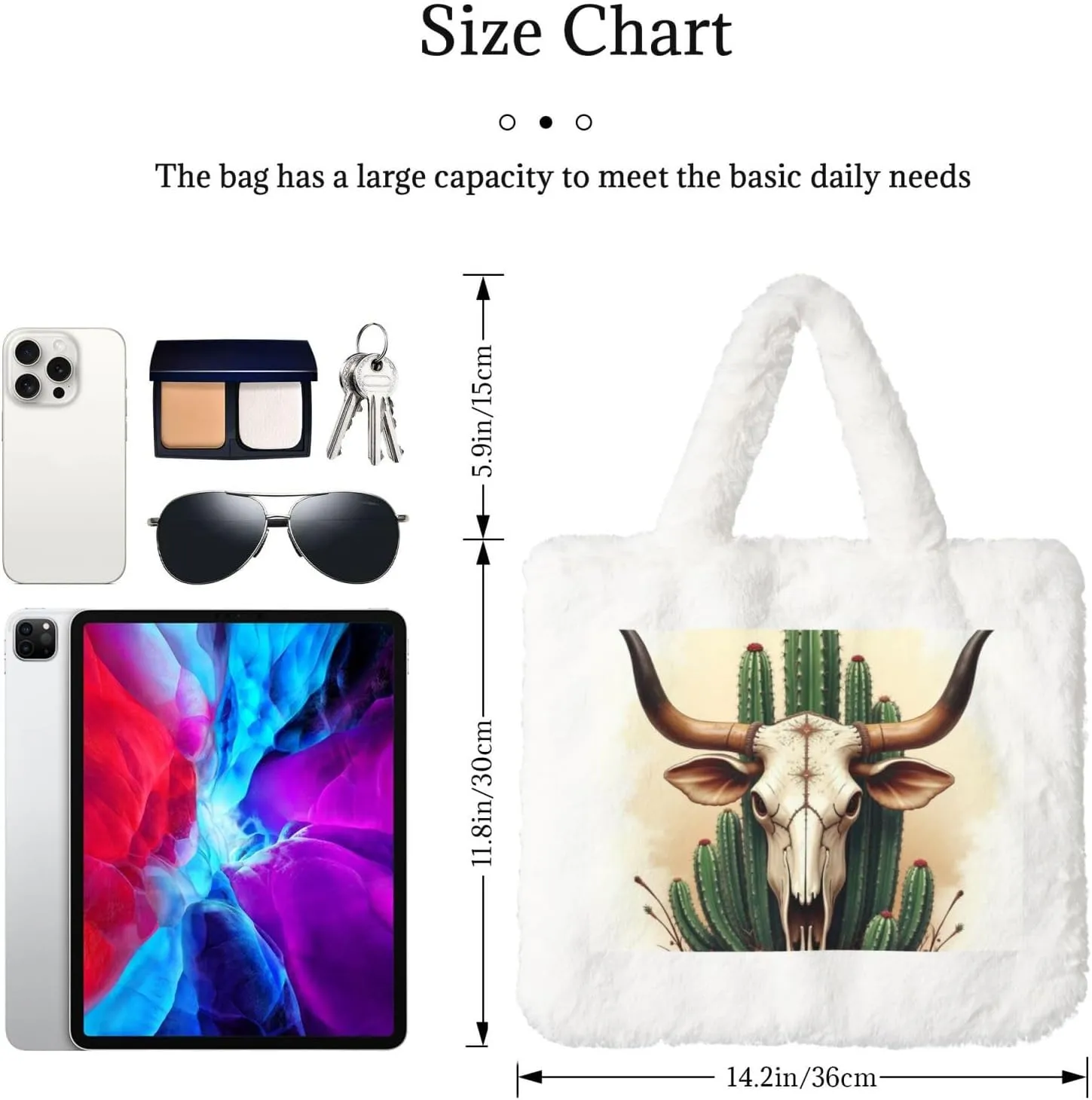 Tote Bag for Women Soft Winter Fluffy Fuzzy Furry Plush Top Handle Purse and Handbag