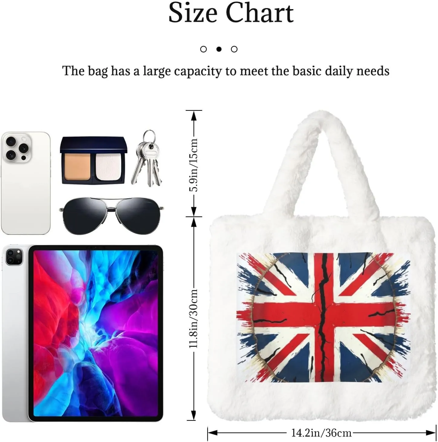 Tote Bag for Women Soft Winter Fluffy Fuzzy Furry Plush Top Handle Purse and Handbag