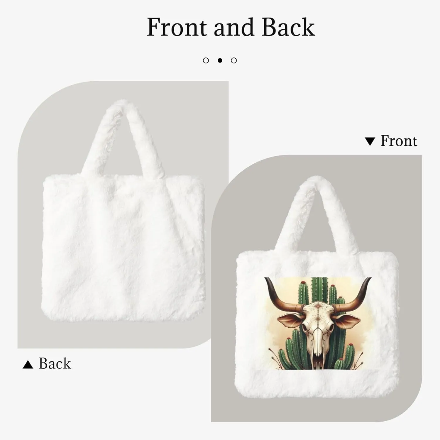 Tote Bag for Women Soft Winter Fluffy Fuzzy Furry Plush Top Handle Purse and Handbag