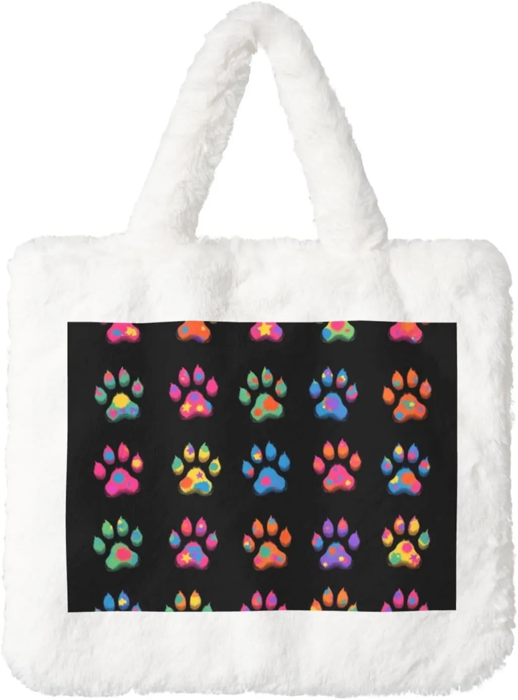 Tote Bag for Women Soft Winter Fluffy Fuzzy Furry Plush Top Handle Purse and Handbag