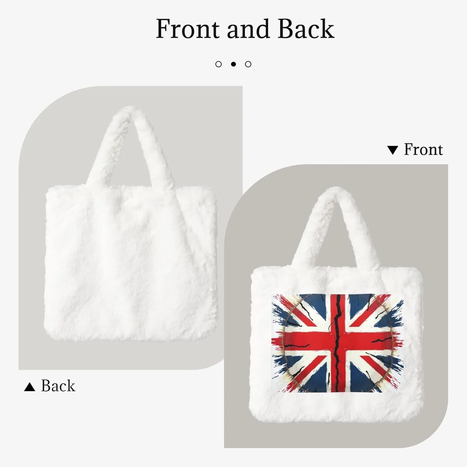 Tote Bag for Women Soft Winter Fluffy Fuzzy Furry Plush Top Handle Purse and Handbag