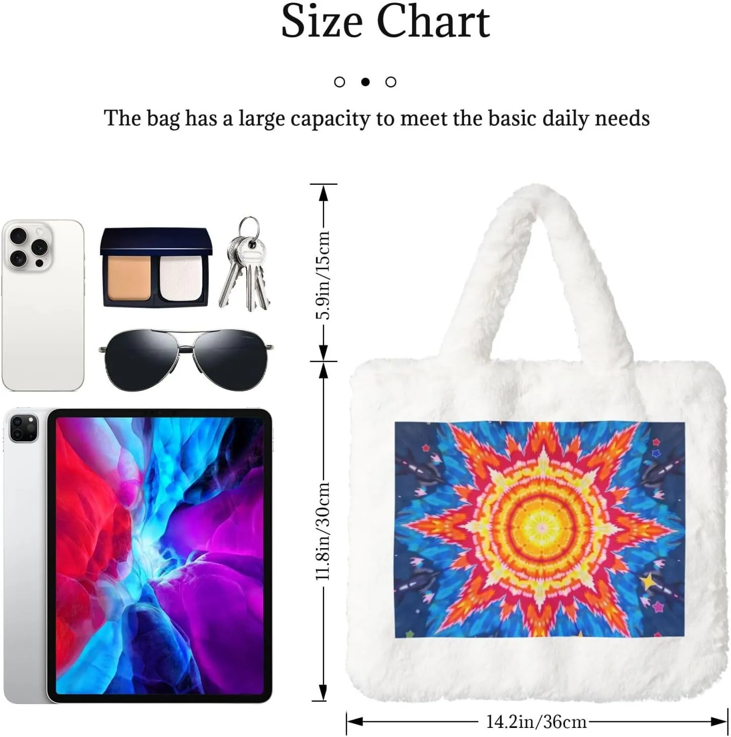 Tote Bag for Women Soft Winter Fluffy Fuzzy Furry Plush Top Handle Purse and Handbag